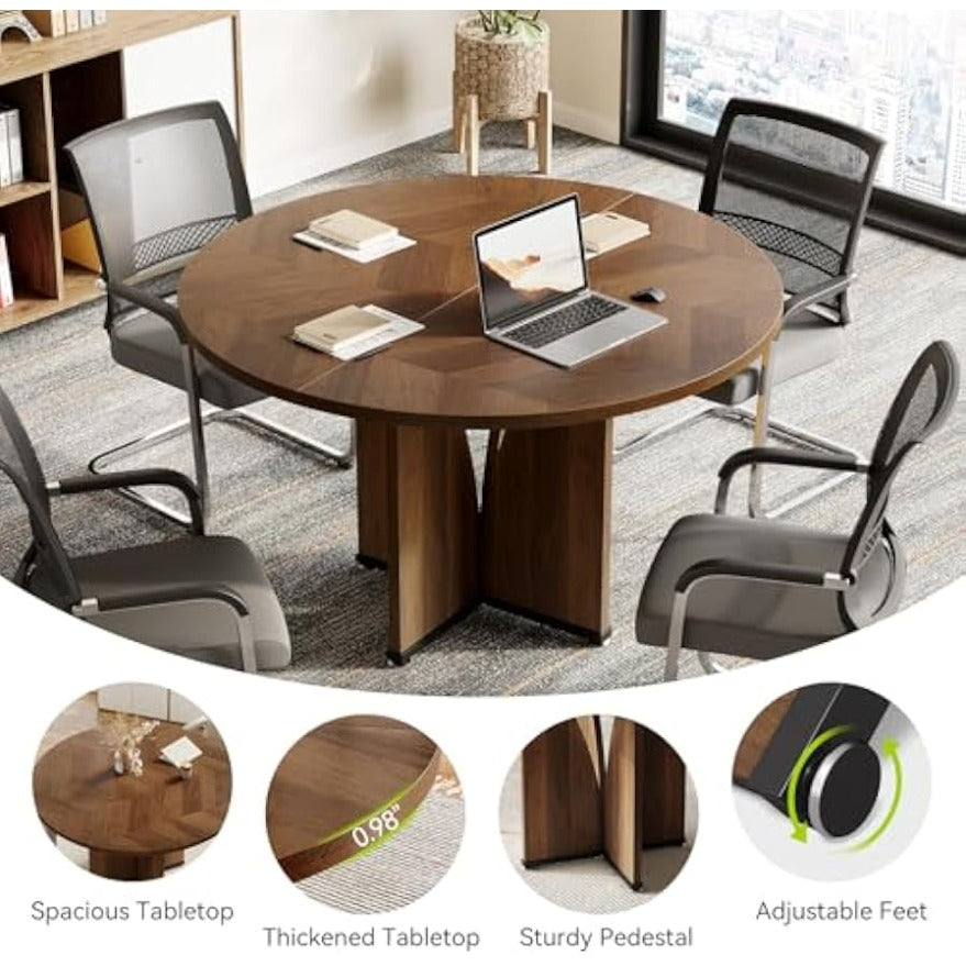 Ronde Eettafel – Keukentafel – Dinertafel – Tafel Voor 4 – Eetkamertafel – Industrieel Design – 120 cm Diameter – Robuust MDF Met X-Poot