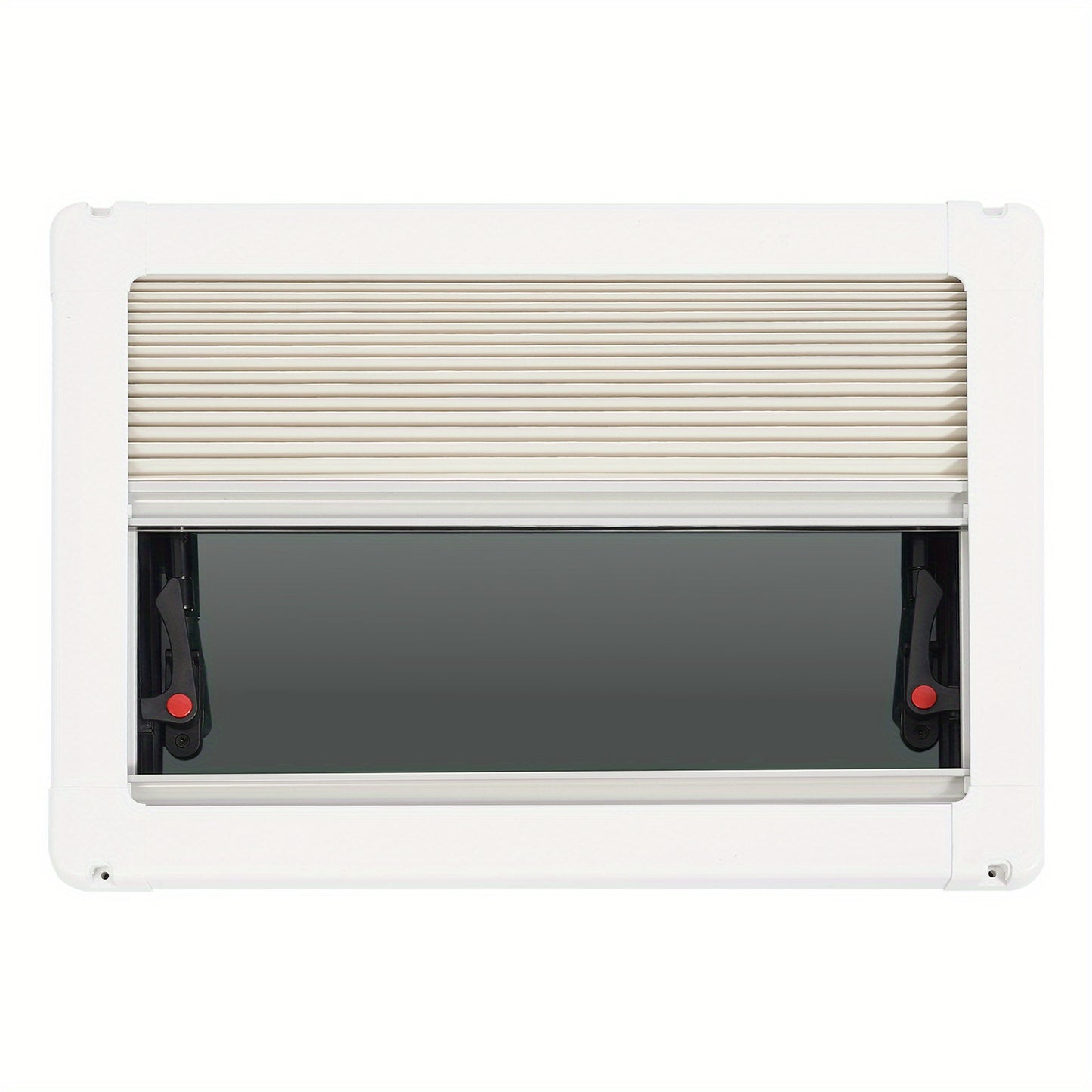 Uitzetraam Camper – Caravanraam – Ventilatieraam – Inzetraam – Raam Met Hor – Aluminiumlegering – Gehard Glas – Zonnescherm – Push-Out Design – 50x35 cm – Wit/Zwart