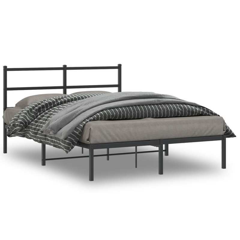 Metalen Bedframe – Stalen Bed Frame – Bedframe Zonder Matras – Metaal Bed Bodem – Zwart Hoofdbord – 135x190 cm – Stevig & Duurzaam