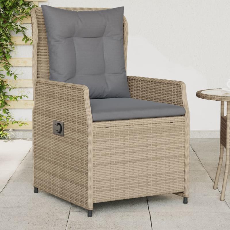 Tuinstoelen – Tuinstoel – Tuinzetel – Balkonstoel – Verstelbare stoel – Set van 2 Beige – Verstelbare Rugleuning – Weerbestendig Polyrattan