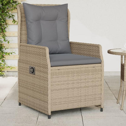Tuinstoelen – Tuinstoel – Tuinzetel – Balkonstoel – Verstelbare stoel – Set van 2 Beige – Verstelbare Rugleuning – Weerbestendig Polyrattan