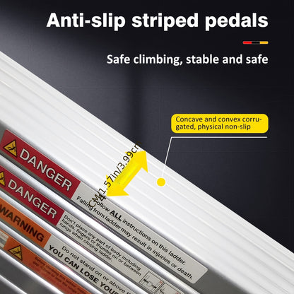Vouwladder – Telescopische Ladder – Opvouwbare Ladder – Uitschuifbare Ladder – Steigerladder – Aluminium – Verstelbaar tot 6,2 Meter – Anti-slip Rubber Voeten