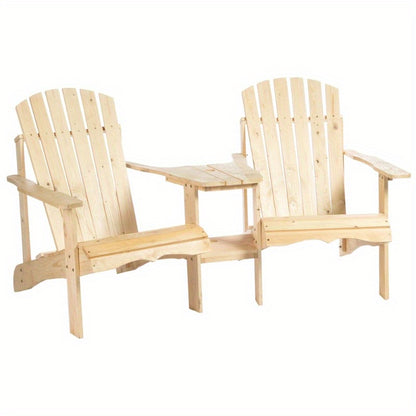 Adirondack Tuinstoel – Buitenstoel – Patio Stoel – Houten Tuinmeubel – Balkonmeubilair – 2-Zits Set met Tafel – Weerbestendig Hout – Cross-Back Comfort Design