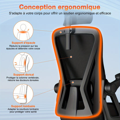 Office Chair, Ergonomic Office Chair With Adjustable Backrest And Folding Armrests, Executive Chair 150 Kg, Ergonomic Chair Rocking Function Up To 135°, For Bedrooms And Offices