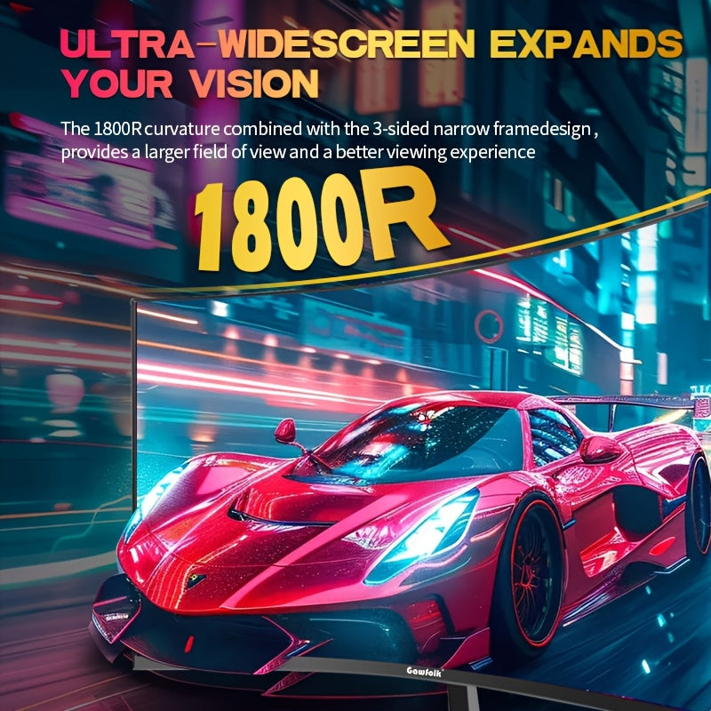 27 Inch Gaming Monitor – Curved Scherm – PC Beeldscherm – Computer Monitor – Monitor 180Hz – Full HD 1080p – FreeSync – Oogbescherming