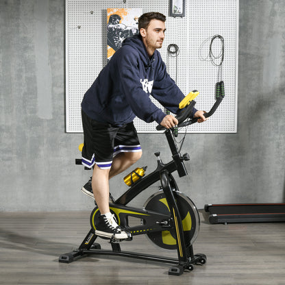 Hometrainer – Fitnessfiets – Trainingsfiets – Cardiofiets – Spinningfiets – Stil Werkend – Verstelbare Weerstand – Geïntegreerde Hartslagmeter – Geel