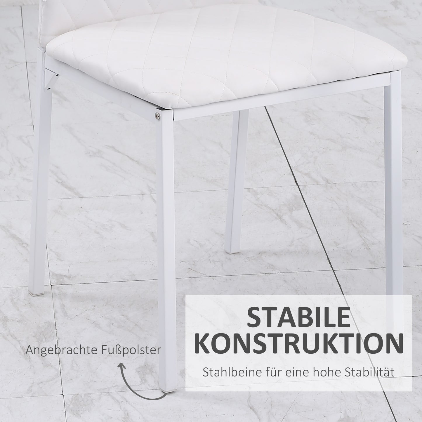 Eetkamerstoel – Keukenstoel – Stoel Met Rugleuning – Kunstleren Stoel – Metalen Poot Stoel – Set Van 4 – Comfortabele Rugleuning – Vlekbestendig Kunstleer