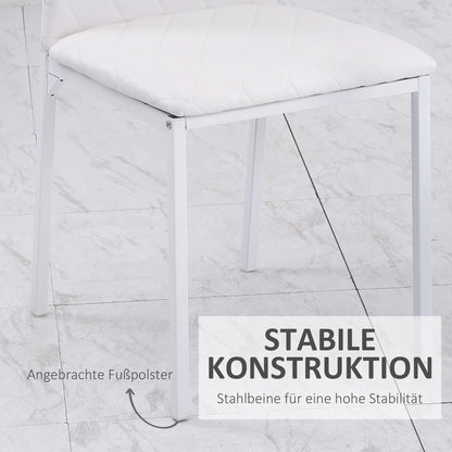 Eetkamerstoel – Keukenstoel – Stoel Met Rugleuning – Kunstleren Stoel – Metalen Poot Stoel – Set Van 4 – Comfortabele Rugleuning – Vlekbestendig Kunstleer