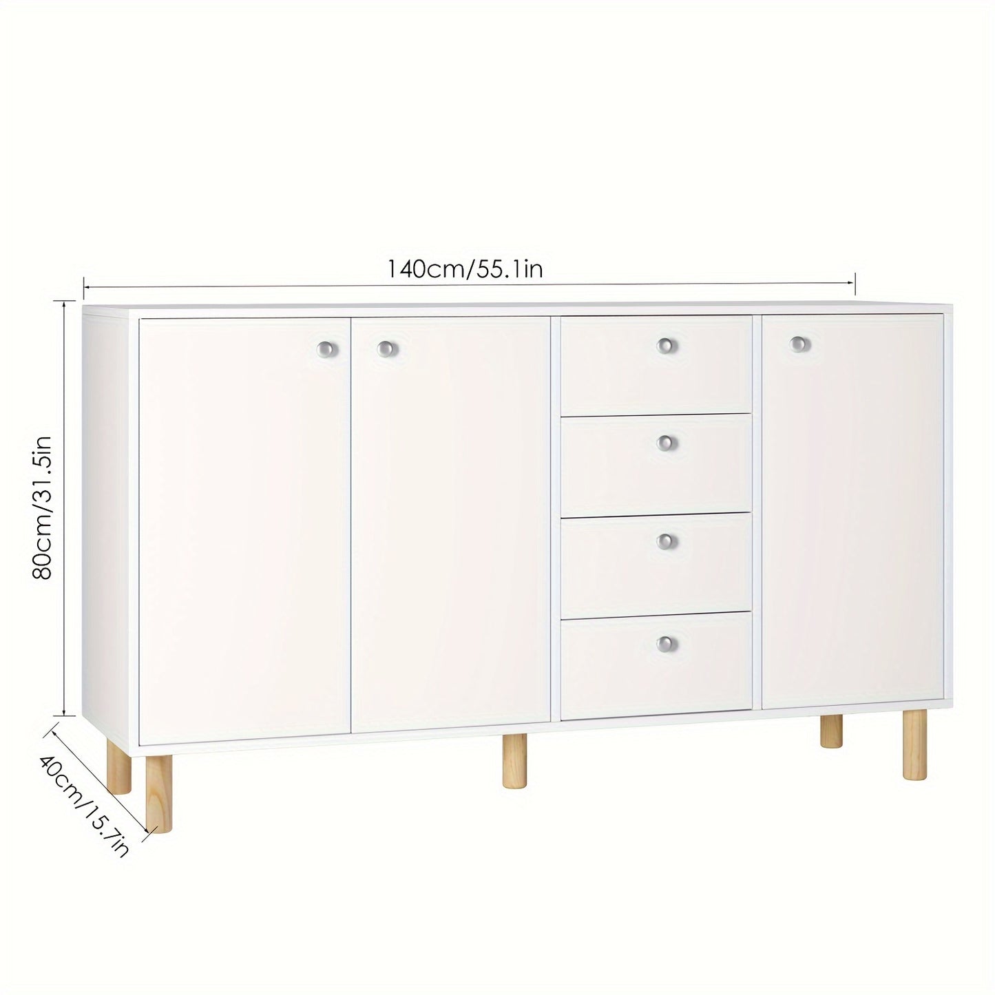 Kast – Dressoir – Opbergkast – Ladekast – Kabinet – Wit Hout – Ruime Opbergruimte – Stevig & Duurzaam Design