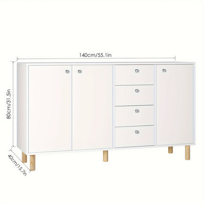 Kast – Dressoir – Opbergkast – Ladekast – Kabinet – Wit Hout – Ruime Opbergruimte – Stevig & Duurzaam Design