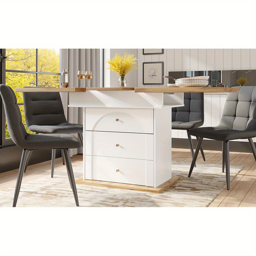 Uittrekbare Eettafel – Uitklapbare Keukentafel – Multifunctionele Tafel – Ruimtebesparende Eetkamertafel – Wit – 110-140 x 80 cm – Lichtgewicht en Onderhoudsvriendelijk