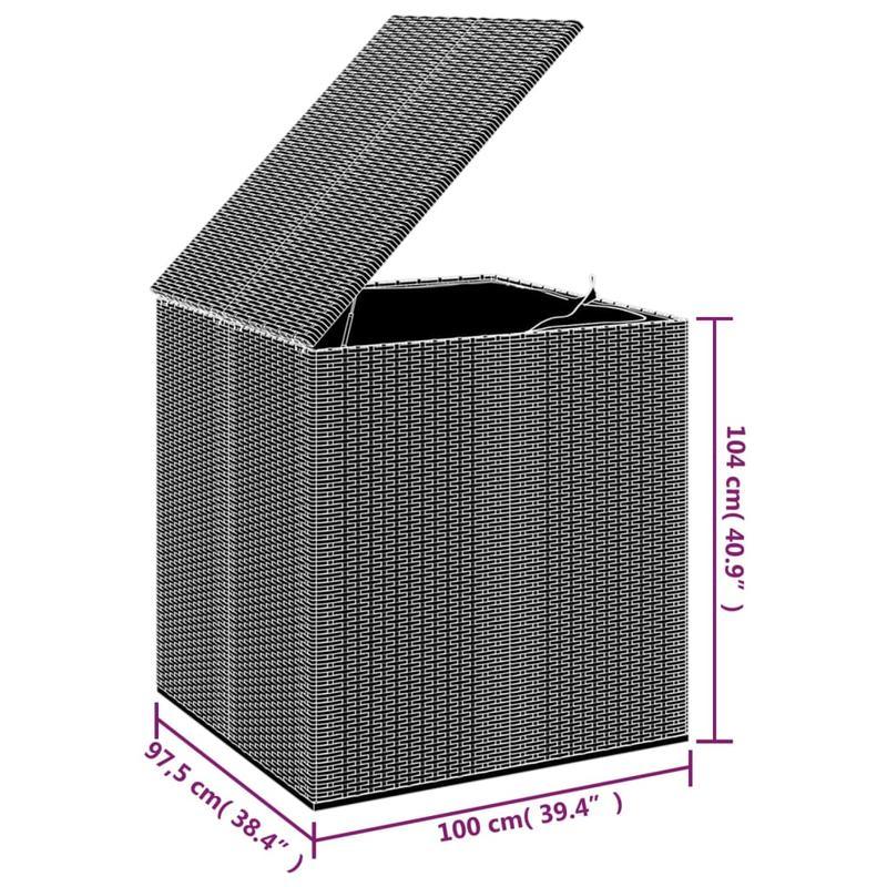 Kussenbox – Opbergbox – Tuinkussenbox – Tuinbox – Buitenbox – Grote Opbergbox 100x97,5x104 cm – Weerbestendig PE-Rattan Design – Hefdeksel Met Gasveer