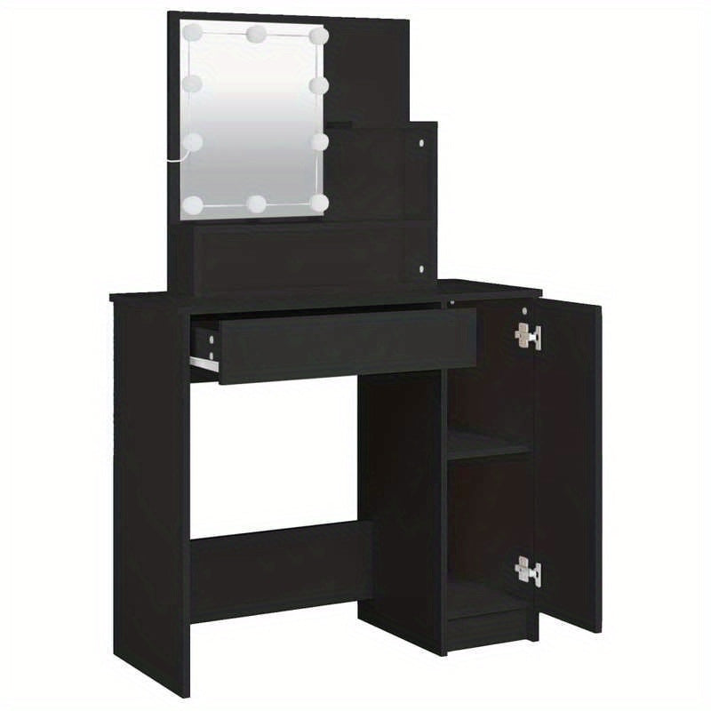Kaptafel – Make-up Tafel – Vanity – Dressing Table – Make-up Station – Mat Zwart – MDF Materiaal – Compact Ontwerp met Lades