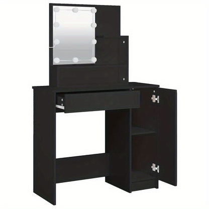Kaptafel – Make-up Tafel – Vanity – Dressing Table – Make-up Station – Mat Zwart – MDF Materiaal – Compact Ontwerp met Lades