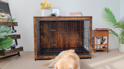 Hondenbench – Hondenkooi – Bench – Hondenhok – Kennel – Dubbele Deuren – Verwijderbare Lade – Stijlvol Metaal & MDF – Ruimtebesparend Meubel – Middelgrote Maat L