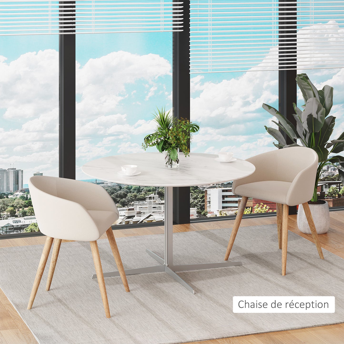 Eetkamerstoel – Kuipstoel – Stoel – Designstoel – Meubel – Set van 2 Beige Scandinavische Eetkamerstoelen – Ergonomisch Comfort – Rubberhouten Taps Toelopende Poten