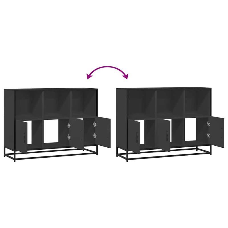 Sideboard 100x35x76cm edited wood zwart Practical and removable