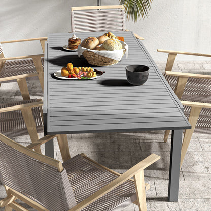 Uitbreidbare Aluminium Tuintafel – Tuinset Tafel – Uitschuifbare Eettafel – Terrastafel – Buiten Tafel – Donkergrijs – 180-240 cm Lengte – Weerbestendig Thermisch Gelakt
