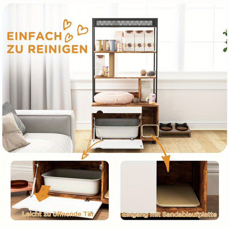 Kattenkrabpaal – Kattenboom – Krabpaal – Krabmeubel – Kattenhuis – 3 Laags – Afneembare Kattenbaklade – Ruim & Stevig 152 cm Hoog