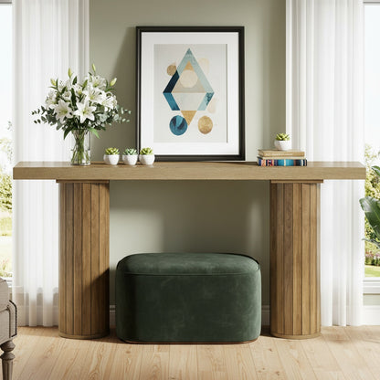Sidetable – Consol tafel – Haltafel – Wandtafel – Sofa tafel – Extra Lang 160 cm – Duurzaam MDF Met Taps Toelopende Houten Poten