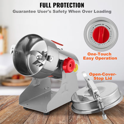 Krachtige Graanmaler – Specerijenmaler – Kruidenmolen – Elektrische Grinder – 2000W Motor – 500 Gram Capaciteit