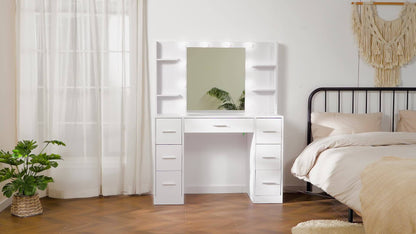 Vanity Dressing Table – Make-up Tafel – Dressing Table Met Spiegel – Make-up Spiegel – Dressing Table – Wit – Grote LED Spiegel – 7 Lades Met Stopcontact