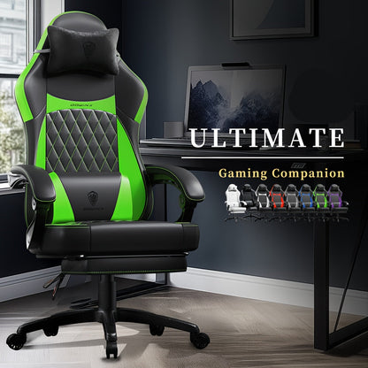 Racingstoel – Gamestoel – Bureaustoel – Werkstoel – Stoel – Donkergroen – Ergonomisch Wing-Design – Roestvrij Stalen Frame
