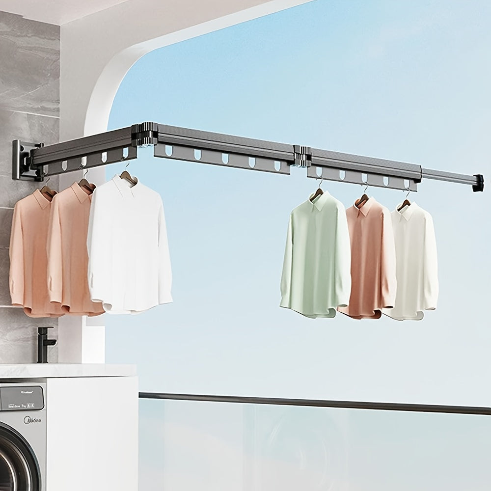 Wanddroogrek – Inklapbaar Droogrek – Drieluik Wasrek – Opvouwbaar Kledingrek – Wandmontage Droogrek – Ruimtebesparend – Lichtgewicht Aluminium