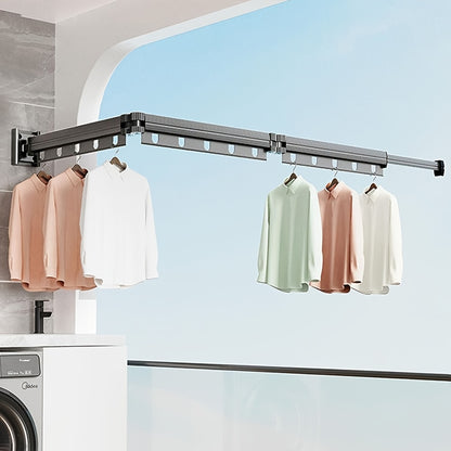 Wanddroogrek – Inklapbaar Droogrek – Drieluik Wasrek – Opvouwbaar Kledingrek – Wandmontage Droogrek – Ruimtebesparend – Lichtgewicht Aluminium