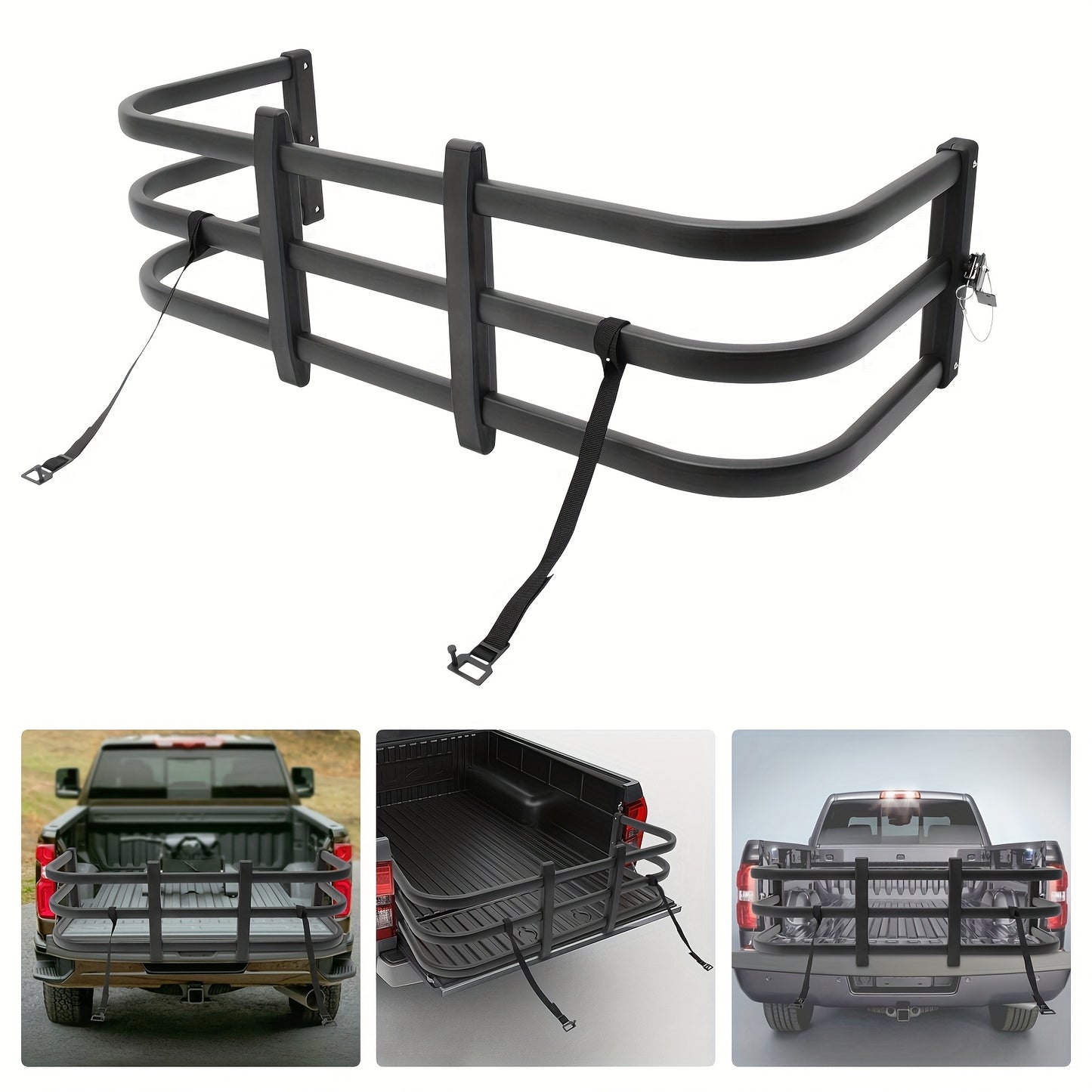 Truck Bed Extender – Truck Laadbak Verlengstuk – Pick-up Bed Verlenger – Laadruimte Verlenging – Cargo Extender Zwart – Verstelbare Lengte 122-155 cm – Duurzame Aluminium Bouw