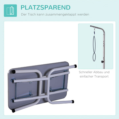 Trimsalon Tafel – Opvouwbare Verzorgingstafel – Grooming Table – Honden Tafel – Katten Tafel – Zwart – Stevige Metalen Constructie – Anti-slip Rubber Toplaag – 81 x 48,5 x 80 cm