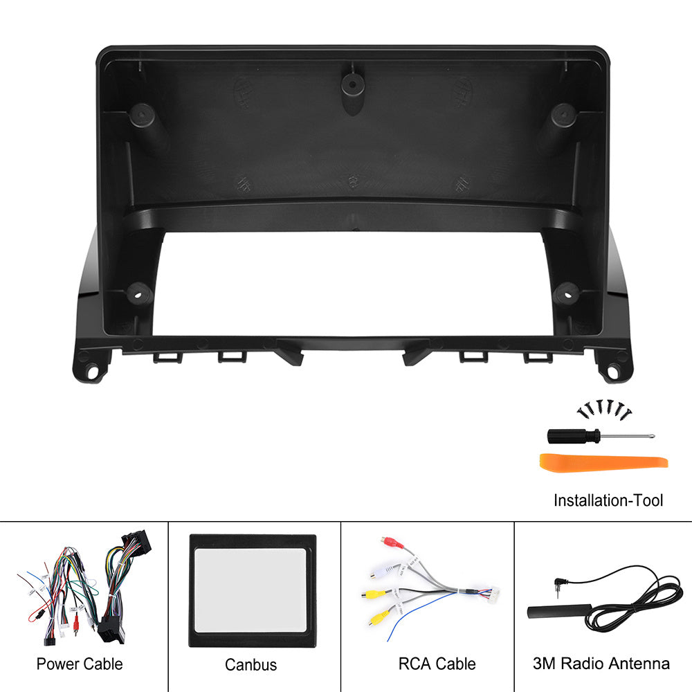 Double DIN Autoradio – Android Multimedia Systeem – Touchscreen Radio – Auto Stereo Navigatie – Mercedes C-Klasse W204 S204 2007-2010 – Draadloos CarPlay & Android Auto – 9 Inch Scherm met Achteruitrijcamera en Microfoon
