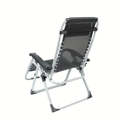 Space Saving Lounge Chair with Headrest And Side Tray - Oxford Cloth, 60x87x110cm, Suitable for Terrace, Garden, Balcony