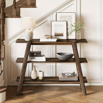Sidetable – Consoletafel – Wandtafel – Haltafel – Sofa tafel – Smal ontwerp met 3 open planken – Duurzaam houtlook materiaal