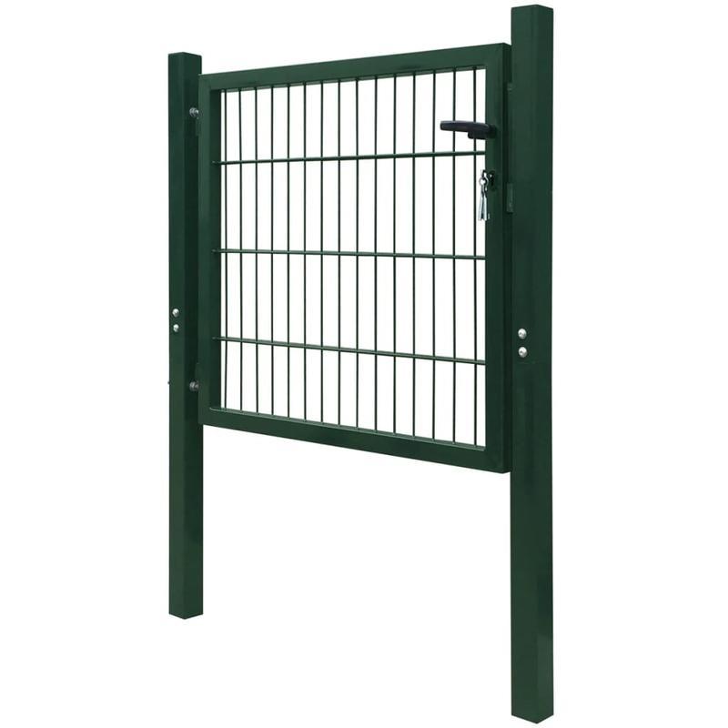 Metalen Tuinpoort – Tuinafscheiding – Tuinhek – Erfafscheiding – Buitenhek – Groen – Weerbestendig Metaal – 105x150 cm – Eenvoudig Ophangsysteem