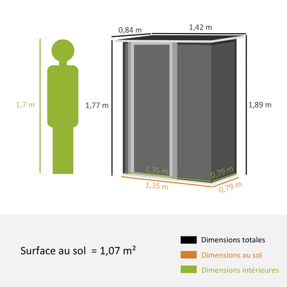 Tuinberging – Tuinhuis – Tuinopslag – Buitenopslag – Tuinkast – 1,2 m² Opbergruimte – Gesloten Met Slot – Bruin Stalen Paneel