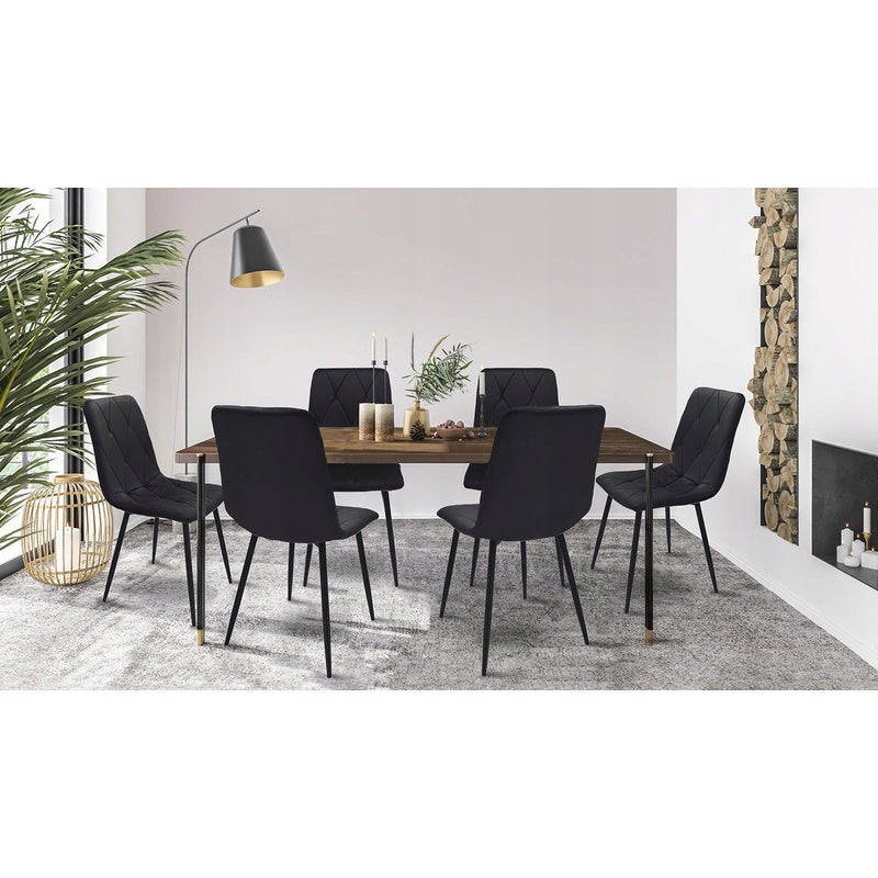 Fauteuil – Stoel – Zetel – Lounge Chair – Armstoel – Gestoffeerd Velours – Met Ruitstiksels – Zwarte Metalen Poten – Max 130 kg