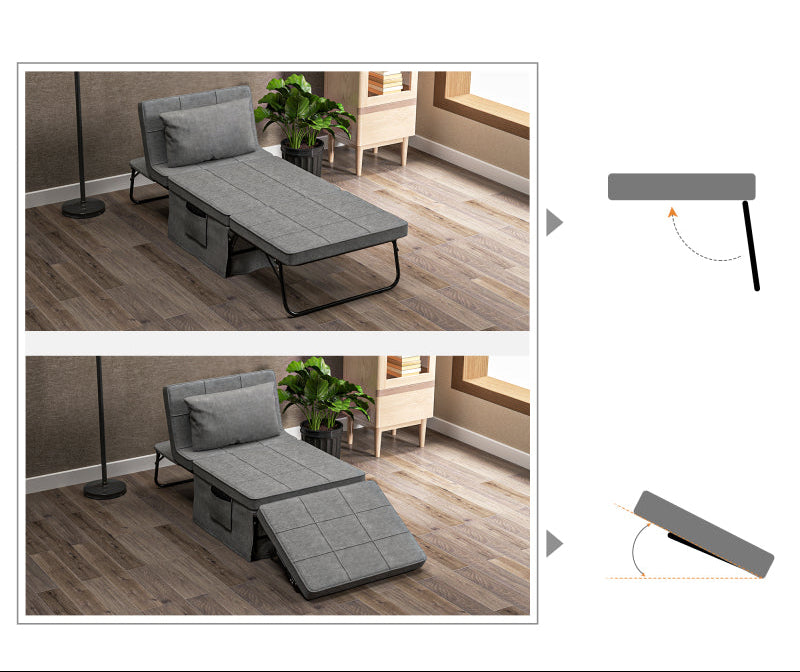 4-in-1 Vouwbed – Slaapbed – Zitbankje – Fauteuil – Voetenbank – 8 cm Matras – Verstelbare Rugleuning met 5 Standen – Ruimtebesparend Stalen Frame