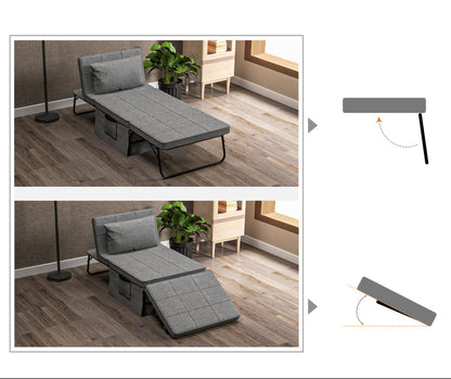 4-in-1 Vouwbed – Slaapbed – Zitbankje – Fauteuil – Voetenbank – 8 cm Matras – Verstelbare Rugleuning met 5 Standen – Ruimtebesparend Stalen Frame