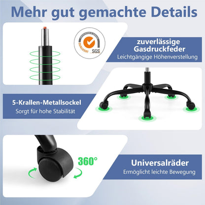 Ergonomische Bureaustoel – Kantoorstoel – Computestoel – Werkstoel – Bureaustoel Zwart – Uitschuifbare Voetensteun – 3D Verstelbare Armleuningen