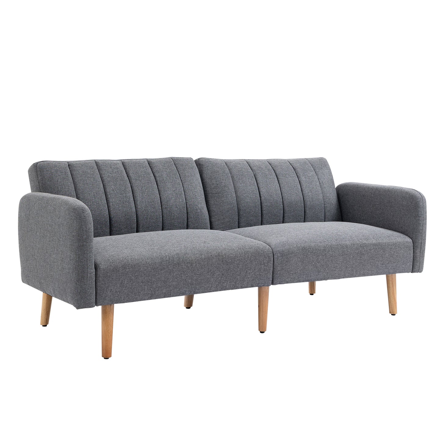 Slaapbank – Uitklapbare Sofa – Bedbank – Stofbank – Tweezitsbank – Verstelbare Rugleuning – Linnenlook Polyester – Rubberenhouten Poten – 173x75x73 cm – Comfortabel & Stabiel