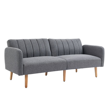 Slaapbank – Uitklapbare Sofa – Bedbank – Stofbank – Tweezitsbank – Verstelbare Rugleuning – Linnenlook Polyester – Rubberenhouten Poten – 173x75x73 cm – Comfortabel & Stabiel