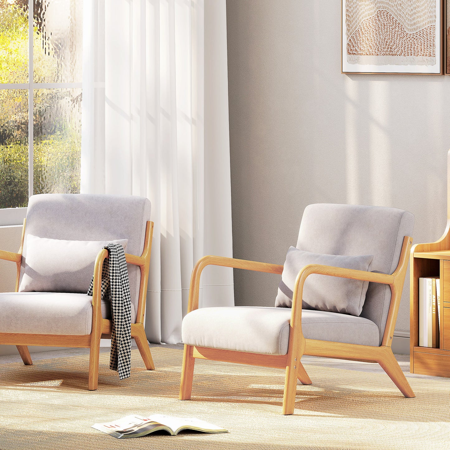 Loungefauteuil – Loungestoel – Fauteuil – Relaxstoel – Woonkamerstoel – Houten Frame – Velvet Look Met Foamvulling – Grijs