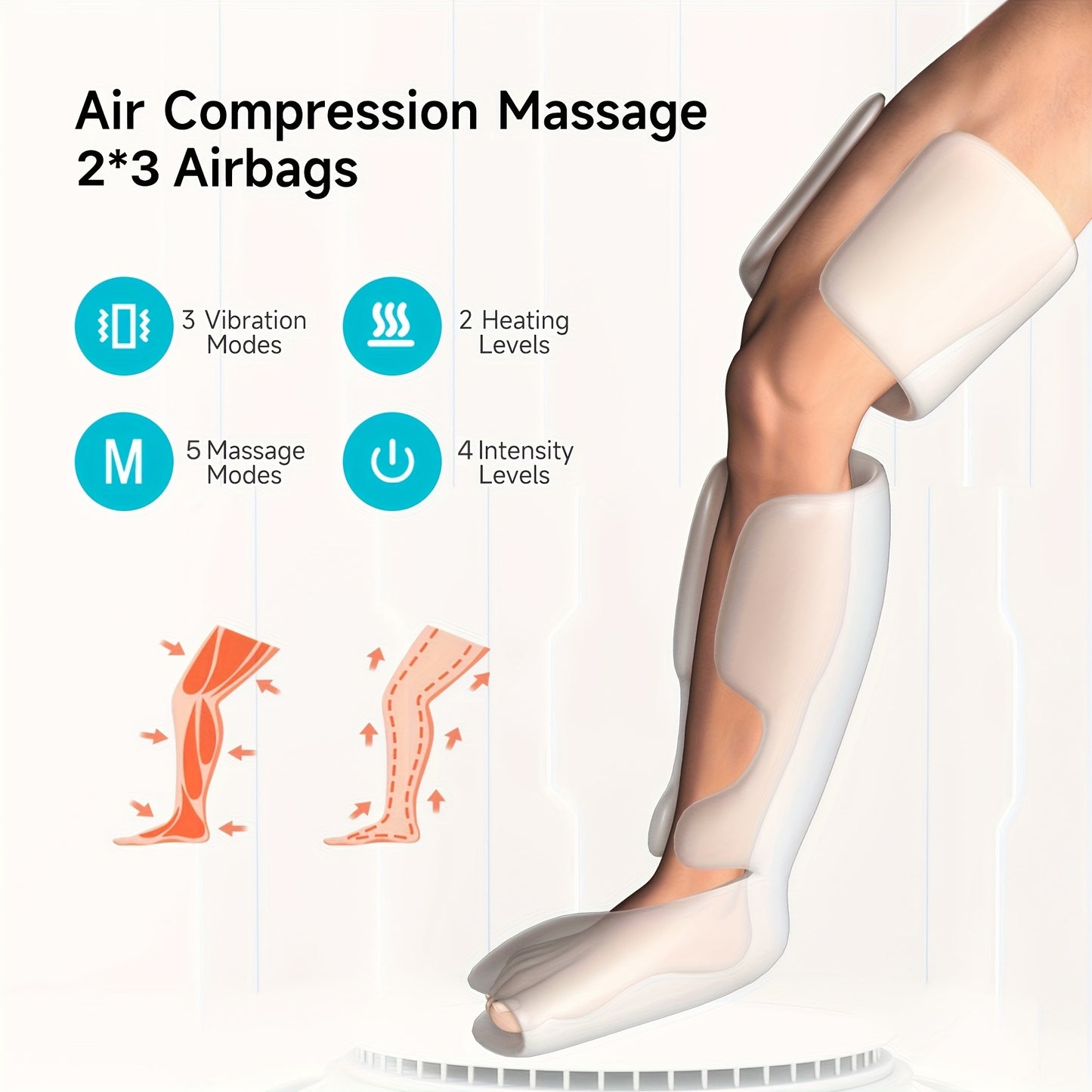 Volledige Beenmassager – Beenmassage – Knie Massager – Kuit Massager – Compressie Massager – Met Verwarmingsfunctie – Instelbare Intensiteit – Zachte Comfortabele Stoffen – Flexibel Design