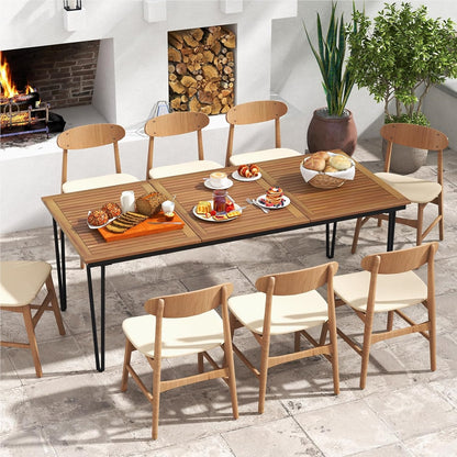 Tuinmeubel Tafel – Buitentafel – Balkon Tafel – Eettafel – Tuin Eettafel – Acaciahouten Tuintafel 200x90 cm – Umbrellagat – Robuust Metaal Frame
