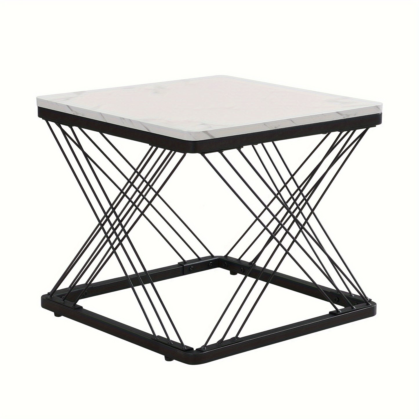2pcs Modern Marble Coffee Table Set - Heavy-Duty Marble Look Square Tables with Height-Adjustable Legs & Assembly, Marble- Combination Table Suitable for, Office, Dorm - Space-Saving