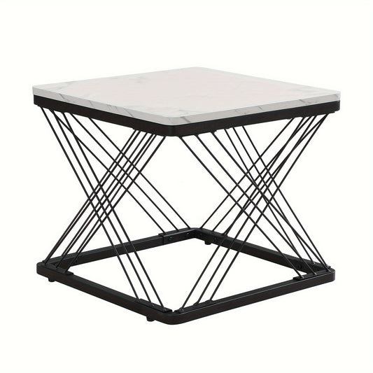 2pcs Modern Marble Coffee Table Set - Heavy-Duty Marble Look Square Tables with Height-Adjustable Legs & Assembly, Marble- Combination Table Suitable for, Office, Dorm - Space-Saving