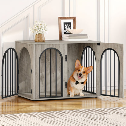 Hondenbench – Hondenkooi – Hondenhok – Hondenbench met Opbergruimte – Bench met 3 Deuren – Stevig Metalen Frame – 80x56x61 cm – Geschikt voor Kleine en Middelgrote Honden
