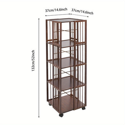 Rotating Bookshelf, 5-Tierd Mobile Bookshelf, Bookshelf with Open Design Shelving, Rotating Shelf, Spacesaving Furniture, Open Shelf, Minimalist Storage, Smooth Rotation, Easy Assembly, Adjustable Shelving, Swivel Bookshelf,