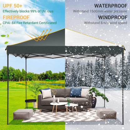 Partytent Vouwtent Vouwbare Tent Outdoor Tent Overkapping – Zwart – 3,05x3,05 Meter – Waterdicht En Weerbestendig – Stevig En Snel Op Te Zetten